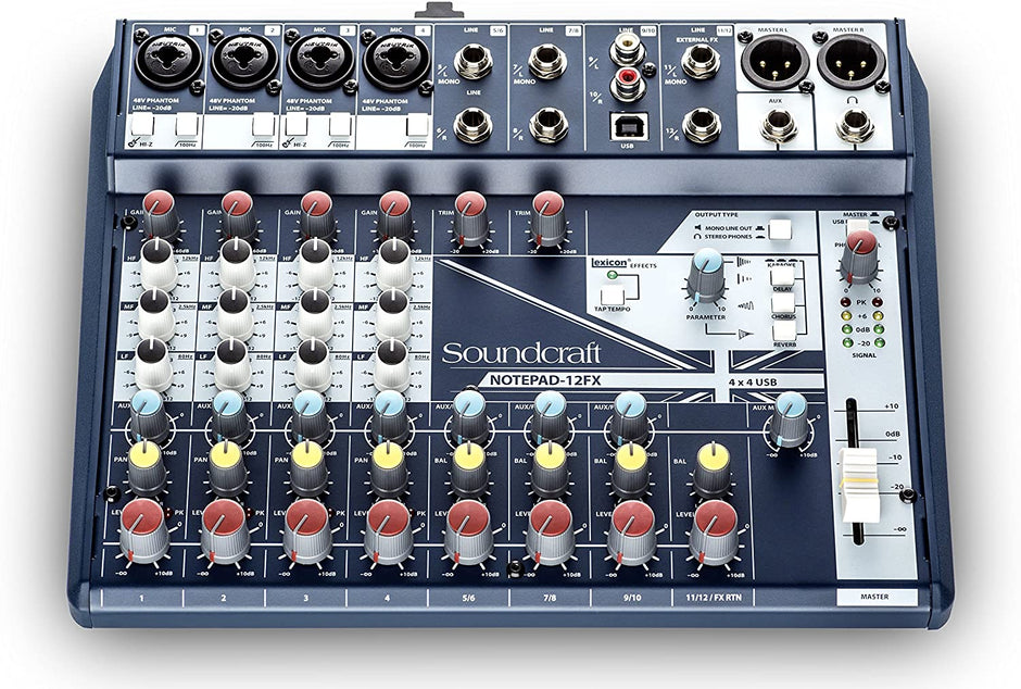 SOUNDCRAFT NotePad-12FX وحدة تحكم صوتي ذات شكل صغير تناظري مع تأثيرات ليكسيكون